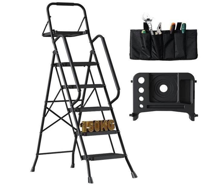 Escabelle 5 marches avec poignées, Doe-het-zelf en Bouw, Ladders en Trappen, Nieuw, Ladder, Minder dan 2 meter, Opvouwbaar of Inschuifbaar