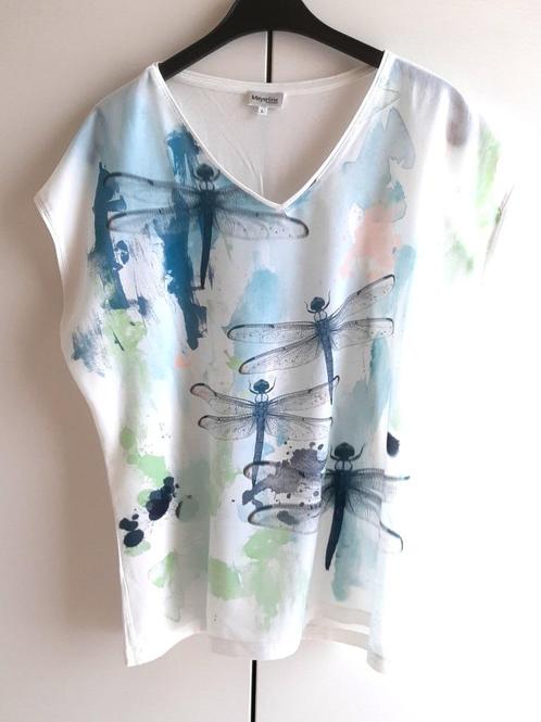 Te koop:Nieuw!Mooi t-shirt met waterjuffers van Mayerline, L, Vêtements | Femmes, T-shirts, Comme neuf, Taille 42/44 (L), Blanc