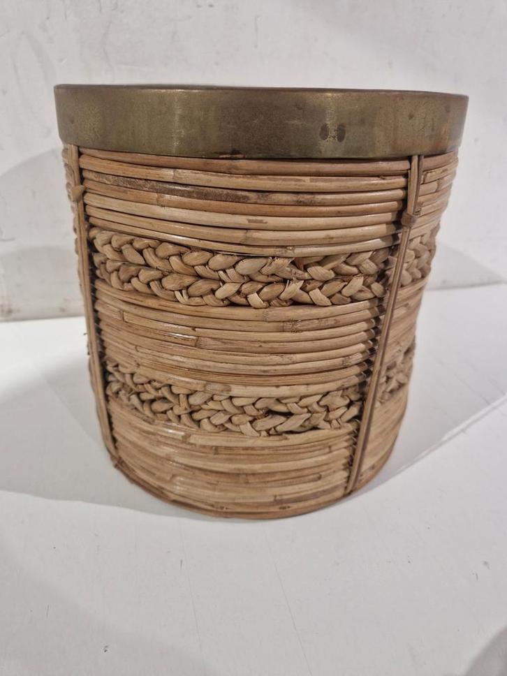 Plantenbak of mand van rotan en messing ,  Gabriella Crespi, Jardin & Terrasse, Pots de fleurs, Enlèvement ou Envoi