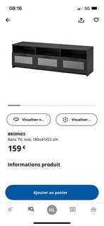 BRIMNES Banc TV, noir, 180x41x53 cm, Ophalen, Zo goed als nieuw