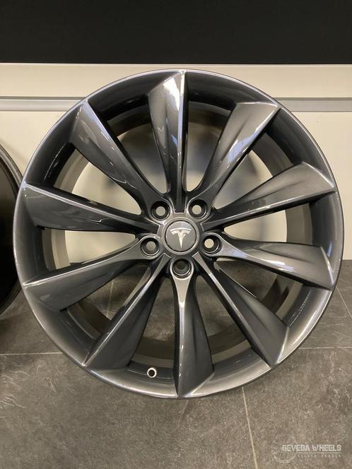 21” originele Tesla Model S ‘Turbine’ velgen breedset 5x120, Auto-onderdelen, Banden en Velgen, Velg(en), 21 inch, Personenwagen