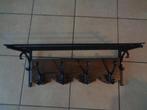 Eiken Kapstol met gietijzer ,64 x 26 x 27 cm, Wandkapstok, Gebruikt, Ophalen of Verzenden, Minder dan 100 cm