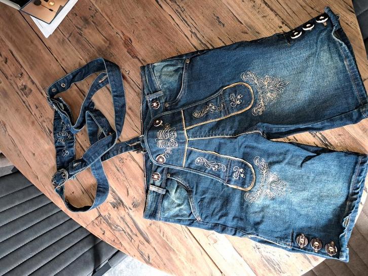 Lederhosen in jeans (maat 46), Kleding | Heren, Carnavalskleding en Feestkleding, Zo goed als nieuw, Maat 46 (S) of kleiner, Ophalen of Verzenden