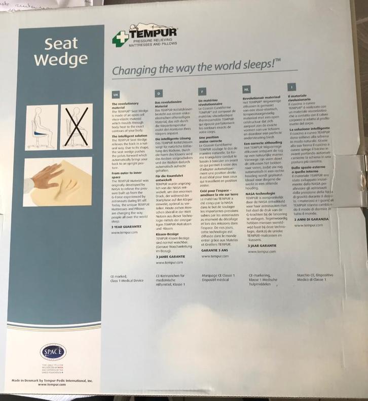 Zitwigkussen Tempur, Huis en Inrichting, Woonaccessoires | Kussens, Zo goed als nieuw, Blauw, Rechthoekig, Ophalen