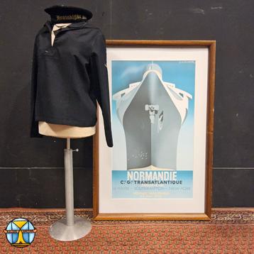 Grote Art Deco stijl poster oceaanlijner SS Normandie (repo) beschikbaar voor biedingen
