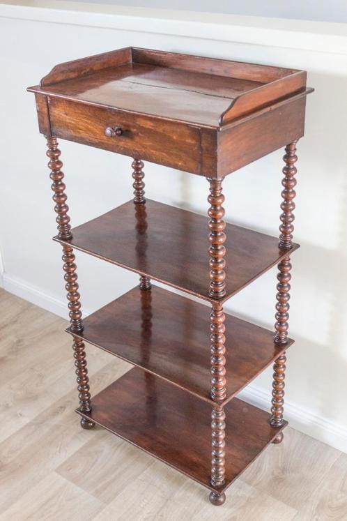 Eind 19e Eeuwse Engelse Bobbin Whatnot/ Etagere/ Lessenaar, Antiek en Kunst, Antiek | Meubels | Tafels, Ophalen