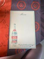 Oude menu kaart spa, Verzamelen, Ophalen, Gebruikt, Overige typen