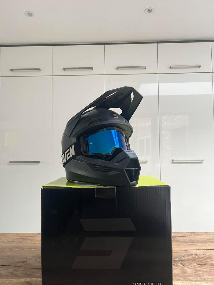 Crosshelm Shot Furious Solid + bril, Motoren, Kleding | Motorhelmen, M, Ophalen