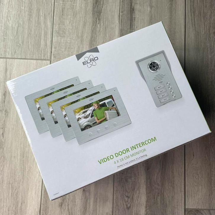 ELRO Video Deur Intercom 4 Appartementen, Maison & Meubles, Sonnettes, Neuf, Enlèvement