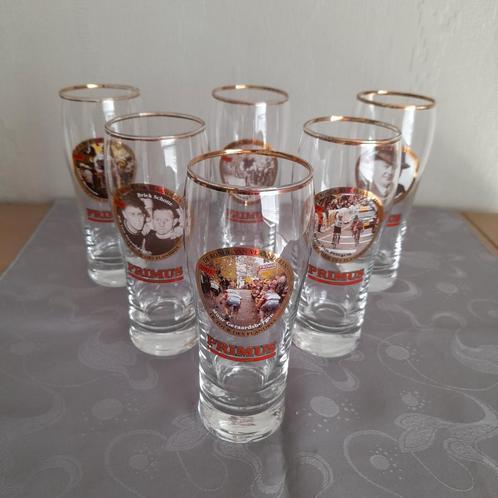 6 Bierglazen Primus - De Ronde van Vlaanderen ., Verzamelen, Glas en Drinkglazen, Ophalen of Verzenden