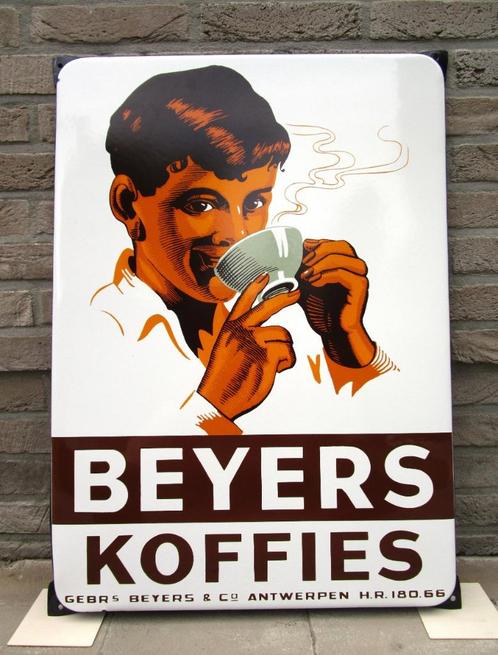 Emaille bord Beyers Koffies, Verzamelen, Merken en Reclamevoorwerpen, Zo goed als nieuw, Reclamebord, Ophalen of Verzenden