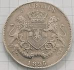 Zilver 5fr 1896 , Belgisch-Congo , ZELDZAAM, Ophalen of Verzenden, België, Losse munt, Zilver