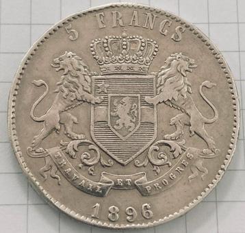 Zilver 5fr 1896 , Belgisch-Congo , ZELDZAAM beschikbaar voor biedingen