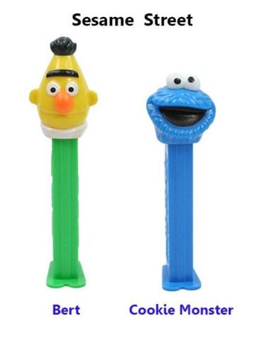 2 PEZ dispensers Sesame Street - Bert + Cookie Monster