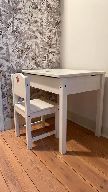 Sundvik schoolbank wit - bureau kind - kindertafel beschikbaar voor biedingen