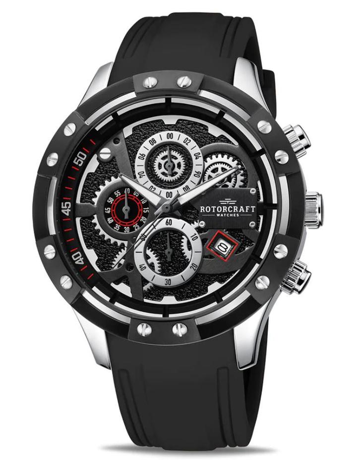 Rotorcraft Compass RC5701 Chrono Sport Nieuw! t.w.v € 499, Handtassen en Accessoires, Sporthorloges, Nieuw, Zwart, Waterdicht