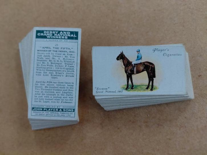 Derby & Grand National Winners set 50 chromos ORIGINEEL 1933, Collections, Photos & Gravures, Gravure, Animal, Avant 1940, Enlèvement ou Envoi