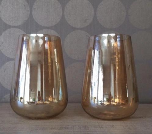 NIEUW! LIVLIGHT 2-delige windlicht set in bruin 15x21 cm, Huis en Inrichting, Woonaccessoires | Kandelaars en Kaarsen, Nieuw, Kandelaar