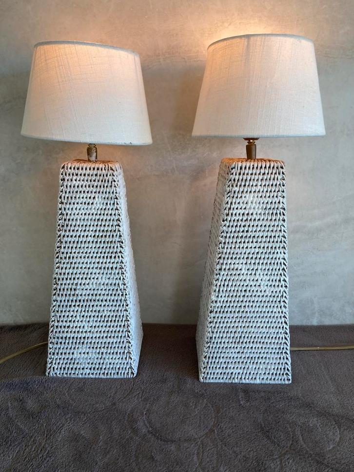 Vintage rotan lampen, Huis en Inrichting, Lampen | Tafellampen, Ophalen of Verzenden