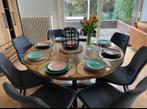 Ronde Eettafel in mangohout, Huis en Inrichting, Complete eetkamers, Ophalen, Zo goed als nieuw