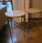 2 bijzettafels met marmeren blad, Huis en Inrichting, Overige materialen, Gebruikt, Rond, 55 tot 75 cm