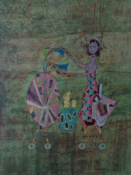 feërieke litho Bruno Capacci kleurrijk schouwspel, Antiek en Kunst, Kunst | Litho's en Zeefdrukken, Ophalen of Verzenden