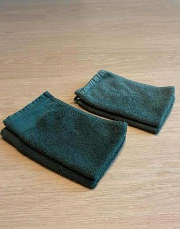 4 groene handdoekjes, Huis en Inrichting, Ophalen, Gebruikt, Groen, Theedoek of Handdoek