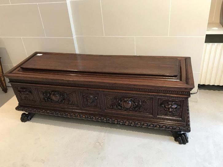 Monumentale Antieke Houten Kist – 19e eeuws Renaissance Revi, Antiek en Kunst, Antiek | Woonaccessoires, Ophalen of Verzenden