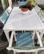 Tuinset 6 personen in wit gelakt aluminium, Tuin en Terras, Ophalen, Gebruikt, 6 zitplaatsen, Aluminium
