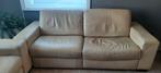 Beige leren zetel met uittrekbare relax, Huis en Inrichting, Ophalen, Zo goed als nieuw, Rechte bank, Leer
