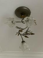 Decoratieve Plafondverlichting in tin en glas., Ophalen, Zo goed als nieuw, Glas