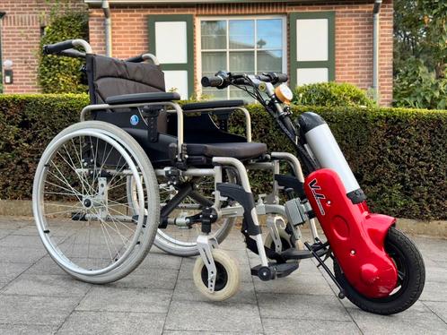 Handbike électrique Chaise Vermeiren  5eme roues, 25 km/h,, Divers, Chaises roulantes, Comme neuf, Fauteuil roulant électrique