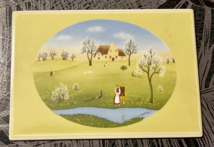 Villeroy en Boch naïf Langhammer ansichtkaart lente, Antiek en Kunst, Antiek | Keramiek en Aardewerk, Ophalen of Verzenden