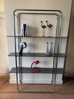 Étagère vintage en chrome et verre d'inspiration Bauhaus, 25 à 50 cm, Bauhaus, Avec tablette(s), 100 à 150 cm