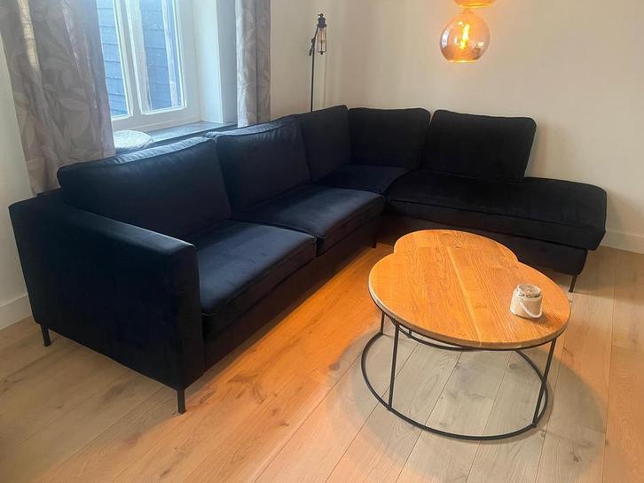 Hoekbank zwart velvet 285X220 CM, Huis en Inrichting, Zetels | Zetels, Hoekbank, Ophalen