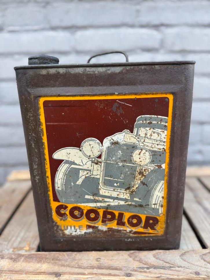 Zeldzaam COOPLOR olie blik, Verzamelen, Merken en Reclamevoorwerpen, Gebruikt, Verpakking, Ophalen of Verzenden
