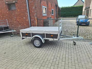 Nieuwe enkelas aanhangwagen 2.25mx1.31m met vlakzeil beschikbaar voor biedingen