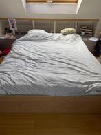 Cadre de lit MALM 160X200 chêne blanchi, Maison & Meubles, 160 cm, Comme neuf, Deux personnes, Bois