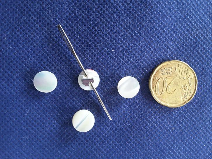 echt parelmoer knoop 10 mm met platte schacht B10120Q, Hobby en Vrije tijd, Naaien en Fournituren, Nieuw, Knoop of Knopen, Ophalen of Verzenden