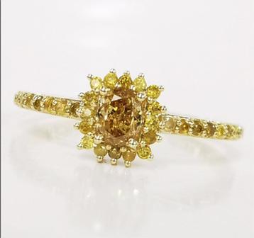 14 karaats gouden diamanten ring voor dames beschikbaar voor biedingen