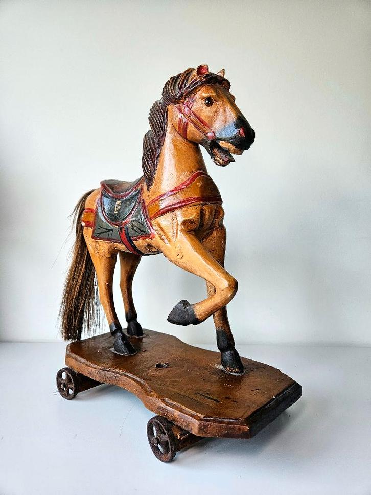 Vintage antiek handgesneden houten speelgoed schommelpaard, Antiquités & Art, Antiquités | Jouets, Enlèvement ou Envoi