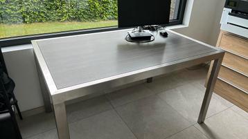 Tafel 140 x 90 cm - inox frame - tafelblad in laminaat beschikbaar voor biedingen