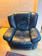 Comfortabele lederen relaxzetel – donkerblauw, Huis en Inrichting, Ophalen