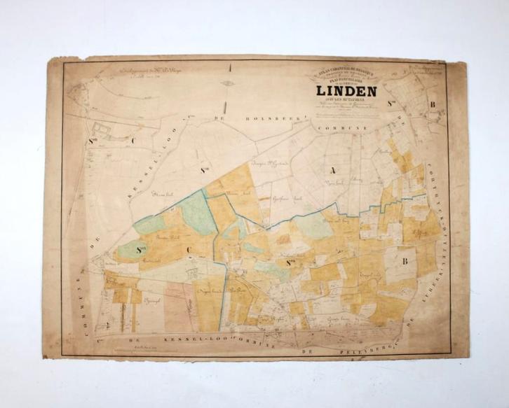 oude kaart Linden, PC Popp, 19eeuw, Antiek en Kunst, Curiosa en Brocante, Ophalen