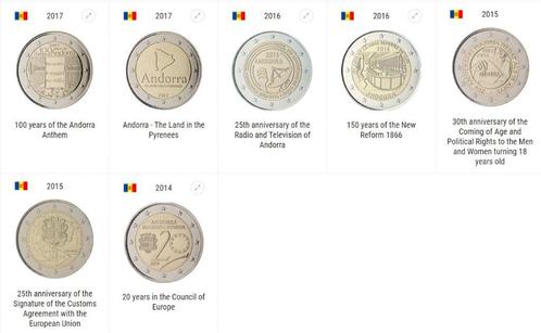 2 euro herdenkingsmunten Andorra, Postzegels en Munten, Munten | Europa | Euromunten, Losse munt, 2 euro, Ophalen of Verzenden