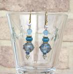 Oorbellen van Venetiaans Murano glas en aquamarijn, Nieuw, Glas, Blauw, Met edelsteen