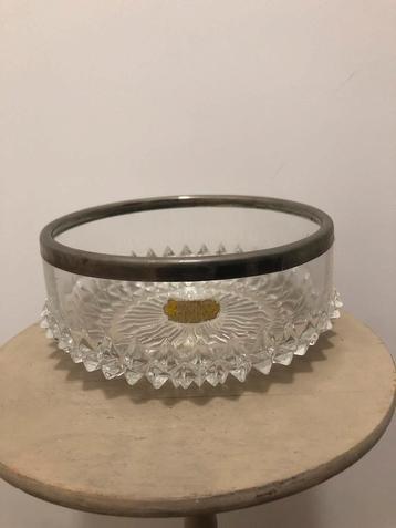 Verre ciselé • plat verre • vintage • décoration, Enlèvement