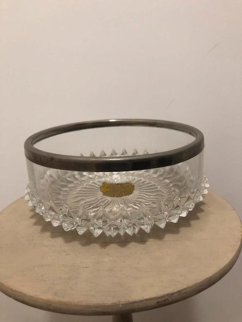 Gebeiteld glas • glazen schaal • vintage • decoratie, Antiek en Kunst, Antiek | Glaswerk en Kristal, Ophalen