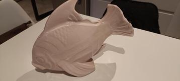 Grand poisson en céramique craquelée Art Déco signé LE JAN, Enlèvement ou Envoi