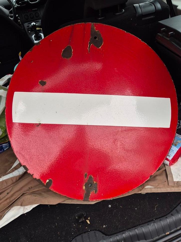Panneau de signalisation des années 50 en tôle emaillée, Antiek en Kunst, Antiek | Email, Ophalen of Verzenden